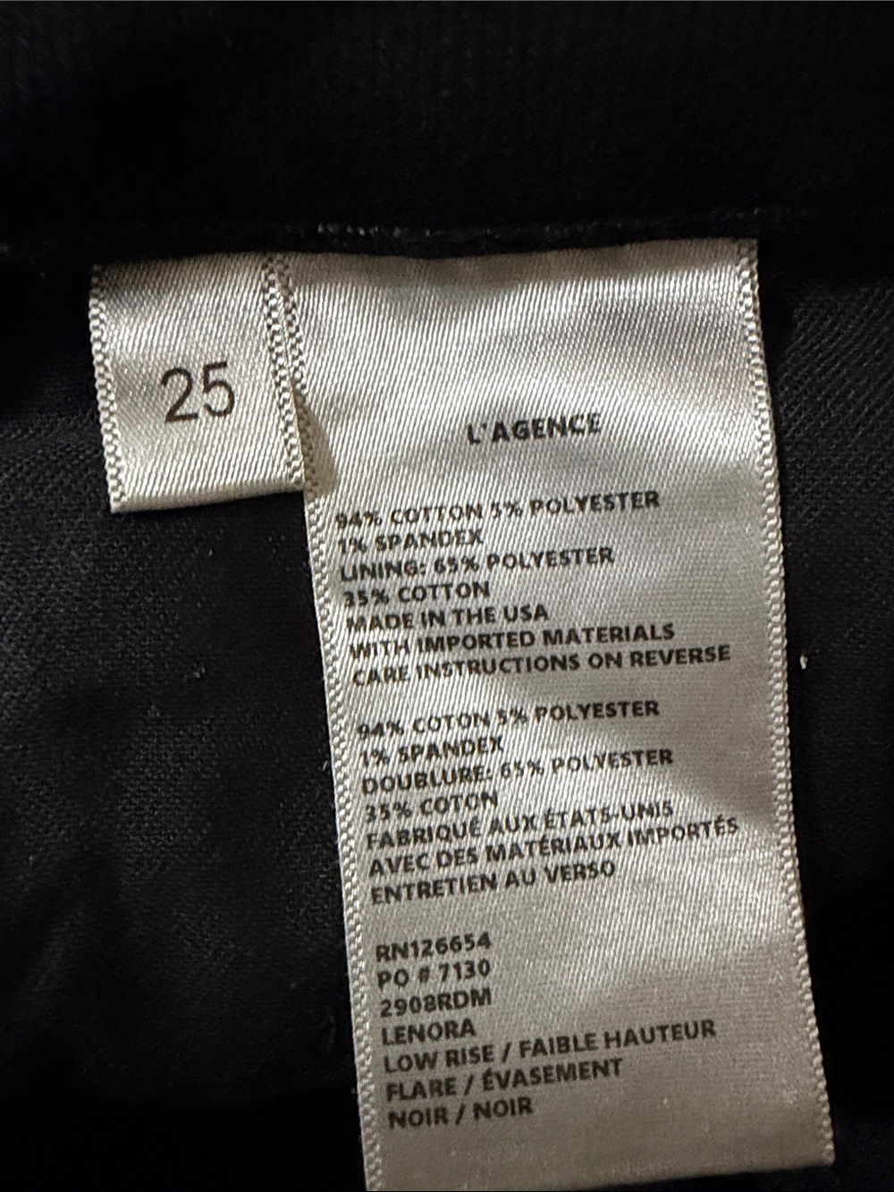 L'AGENCE Lenora Low Rise Seamed Flair In Noir Jeans Size 25 - Picture 10 of 14